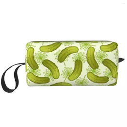 Cosmetic Bags Pickle Cucumber Portable Makeup Case For Travel Camping Outside Activity Toiletry Jewelry Bag