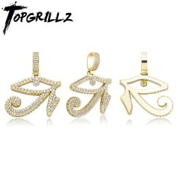 Necklaces TOPGRILLZ Eye of Horus Pendant Necklace With Tennis Chain Gold Color Iced Out Cubic Zirconia Hip Hop Rock Fashion Jewelry Gift