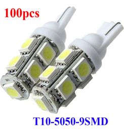 100x Car Auto xenon White LED T10 194 W5W led 9smd 5050 Wedge LED Light Bulb Lamp side tail parking wedge light maker9454383