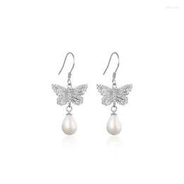 Dangle Earrings Lefei Fashion Trendy Classic Luxury Zircon White Shell Pearl Butterfly For Women Silver S925 Party Jewellery Gifts