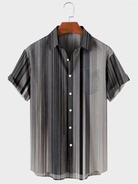 Men's Casual Shirts 2024 Trend Harajuku Spring/Summer Plaid Shirt Short Sleeve Chest Pocket Design Fashion Print Button 035