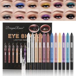 12st/set Hållbar svettsäker eyeliner blyertspenna ögonskugga penna kit varaktiga ögonfoder penna pigment vattentäta ögonsminkverktyg 240325