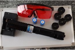 Super Powerful military 500000m blue laser pointers 450nm Beam Flashlight Lights Camping and mountaineering equipment Wicked LAZER Torch+Free glasses