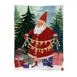 Tapestries Christmas Santa Claus Fireplace Hanging Cloth Wall Background Upholstery Fabric Ins Gifts