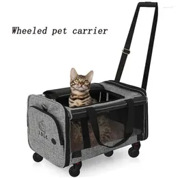 Hundbärare mode stor kapacitet vandrande väska hushåll utomhus katt bärbar husdjur bogsering hjul eller två katter 50x30x33cm