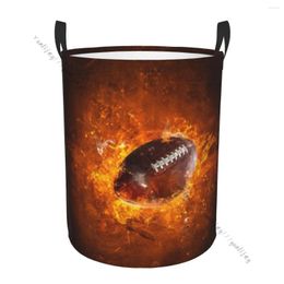 Laundry Bags Basket Round Dirty Clothes Storage Foldable American Football Hamper Organiser