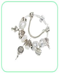 Strands bracelet charm white crystal beads DIY heart pendant Jewellery whole8730868