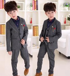 New autumn child Boy formal suits dark grey Kids suit threepiece one button little boys wedding occasion suits Jacket Pants V9602673