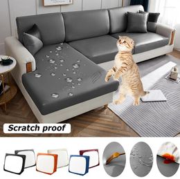 Chair Covers Waterproof PU Sofa Seat Cover Solid Colour Corner Elastic Furniture Protective Protect Pet