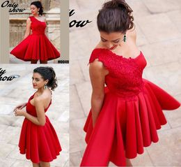 Red Cocktail Dress One Shoulder Lace Short Prom Party Dress Formal Event Gown Plus Size vestidos de coctel rojos1655506