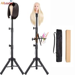 Stands Strong Wig Tripod Stand and Manikin Head for Wigs Canvas Head Adjustable Metal Wig Head Holder Professional Wig Making Kit