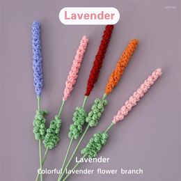 Decorative Flowers Hand-Woven Colour Lavender Small Fresh Bouquet Finished Academic Style Po Artefact Simulation Flower 1.5cm X 40cm