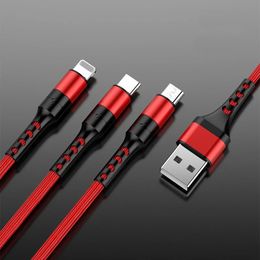 3in1 Data USB Cable for iPhone Fast Charger Charging Cable For Android phone type c xiaomi huawei Samsung Charger Wire For iPad- for Samsung and Xiaomi