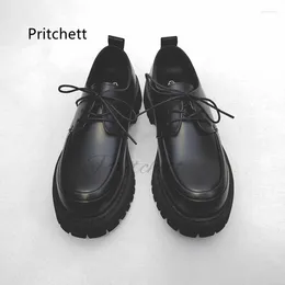 Dress Shoes Small Leather For Men British Style Handsome Black Thick Sole Fashionable Men's Korean Formal Casual Derby