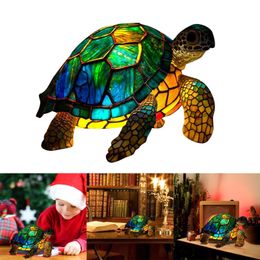 3D Turtle Figurine Table Lamp Resin Animal Sculpture Statue Desktop Table Ornament For Living Bedroom Decoration Home Decor Gift 240323