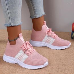 Casual Shoes 2024 Lace Up Large Size Sneakers Women Fashion Mesh Breathable Comfortable Soft Sole For Zapatos De Mujer