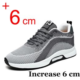 Boots Men Sneakers Elevator Shoes Hidden Heels Breathable Casual Shoes Increase Insole 6cm Sports Casual Height Shoes Man Heightening