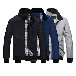 Men's Jackets Great Men Jacket Skin-friendly Solid Colour Pockets Simple Spring Coat Breathable