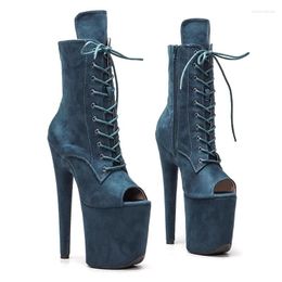 Dance Shoes 20CM/8inches Suede Upper Modern Sexy Nightclub Pole High Heel Platform Women's Ankle Boots 041