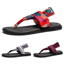 Women Yoga Sling Brand Summer Sandals Retro Shoes Female Elastic Straps Comfy Flats Beach Flip Flops Big Size 3644 240326