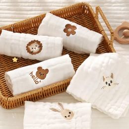 Towel 6 Layers Cotton Embroidery Baby Saliva Towels Hand Face Wipes Born Bib Kids Handkerchief Toddler Soft Washcloth Burp Cloth