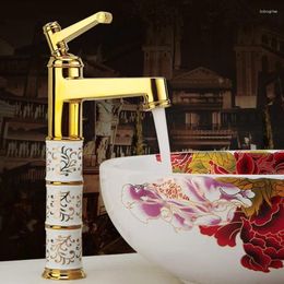 Bathroom Sink Faucets Deck Mounted Brass And Ceramic Faucet Basin Mixer Tap Rose Gold Bath