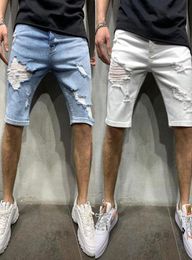 Summer Men039s Denim Chino Fashion Shorts Straight Boy Skinny Runway Short Men Jeans Destroyed Ripped Plus Size 2203243285271