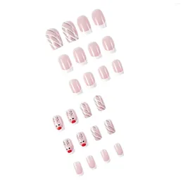 False Nails French Style Christmas Fake With Glitter Durable & Never Splitting Comfort For Women And Girl Nail Salon