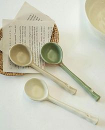 Spoons High Beauty Soup Spoon Household Ceramic Long Handle Congee Tableware