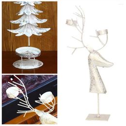 Candle Holders Holder Decorative Sparkling Xmas Tree Elk Candlestick Festive Christmas With Stable Round