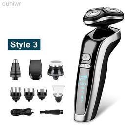 Electric Shavers 5 in 1 USB Rechargeable Mens beard trimmer Waterproof 4D Head Dry Wet Digital display Shaver razor Washable Shaving Machine 2442