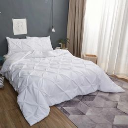 Bedding Sets Euro Bed Linens White 3d Duvet Cover Set Luxury Pinch Pleated Nordic 150 Single Quilt With Pillowcases