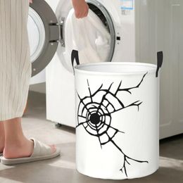Laundry Bags Cracked Glass Decal Design Circular Hamper Storage Basket With Two Handles Bathrooms Books