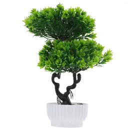 Decorative Flowers Book Stand Artificial Flower Emulated Pine Tree Bonsai Simulation Home Decoration Office