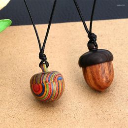 Pendant Necklaces Wooden Acorns Necklace Chokers With Wax Rope For Women Men Ethnic Style Storage Pendants Charms Jewellery