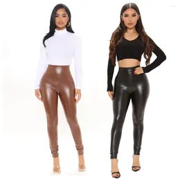 Women's Pants Leather 2024 Fashion High Waist Leggings Female Sexy Elastic Skinny Push Up Trousers Casual Solid Pencil