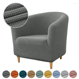 Chair Covers Plaid Tub Cover One Seat Solid Colour Stretch Polyester Fabric Club Armchair Single Sofa For Home