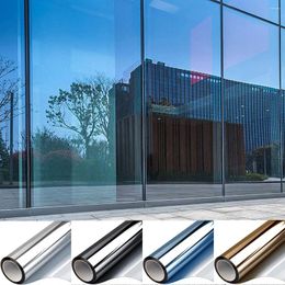 Window Stickers One Way Mirror Film Privacy Self-Adhesive Anti UV Heat Control Reflective Tint For Home Office Silver