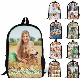 Bags Custom Personalized Backpack Customize Image Photo Text Name Logo Laptop Bag Casual School Daypack for Family Mom Dad Gifts