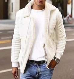 Men039s Jackets Winter Warm Men Coat Vintage Turndown Collar Zipup Solid Long Sleeve Matte Cloth Fashion Tops Streetwear7022180