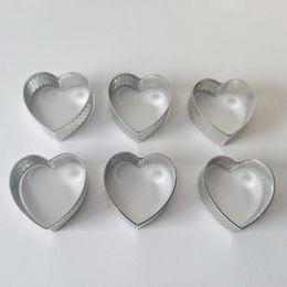 Baking Moulds 5pcs/lot Mini 2 Inch Heart Shaped Perforated Tart Ring Quiche Pan Pie Maker With Hole Fruit Circle