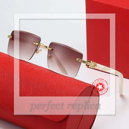 buffs Latest Fashion Mens Designer Sunglasses Woman Eyewear Wooden Buff Temples Diamond Rimless Rectangle Sun Glasses Leisure Sunshade Anti Ultraviolet Eye 509