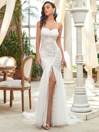 Elegant Wedding Dresses Sweetheart neck Spaghetti straps 2024 Ever Pretty of Lace Fishtail silhouette Cream Bridal Women Dress 240329