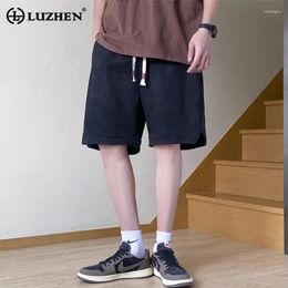 Men's Shorts LUZHEN Summer Original Drawstring Design Solid Color Trendy Street Five Point Pants LZ2047