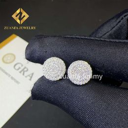 Drop Shipping Iced Out Hip Hop Sterling Silver 925 Silver White Gold Plated Screw Back Moissanite Diamond Stud Earrings Men