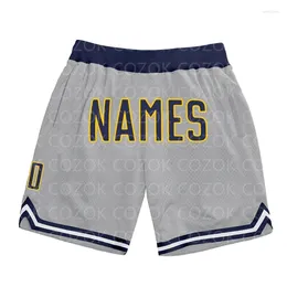 Men's Shorts Custom Grey Black Brown Authentic Basketball 3D Printed Men Your Name Mumber Quick Drying Beach