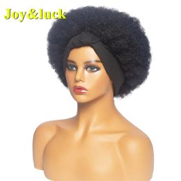 Wigs Joy&luck Synthetic Headband Wig African Women Turban Wig Afro Kinky Culry Head Wig Black Wrap and Wig Linked Together Hairstyle