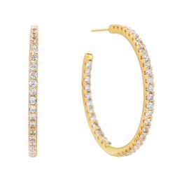 Earrings Poulisa Big Zircon Hoop Earrings 925 Sterling Silver 18K Gold Plated CZ Hoops Earring Cubic Zirconia S925 Ear Rings Classic