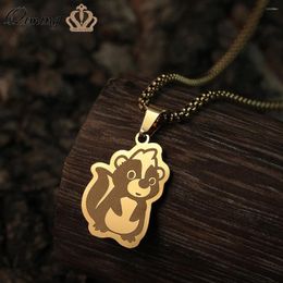 Pendant Necklaces QIMING Adorable Cartoon Skunk Necklace For Women Girls Stainless Steel Cute Animal Children