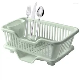 Kitchen Storage Dish Drying Rack Drain Basket Cutlery Holder Drainage Spout Space Saving Double-layer For Cups Plates